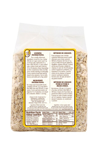Extra thick rolled oats - canadian - 907g - back