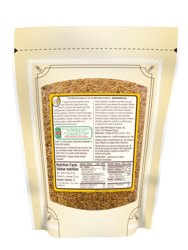 Organic Golden Flaxseeds - 368g - back - SUP - canadian