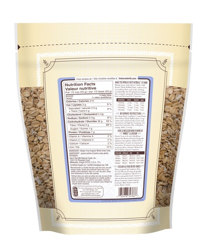 Gluten Free Organic Thick Rolled Oats- Canadian- back 907g