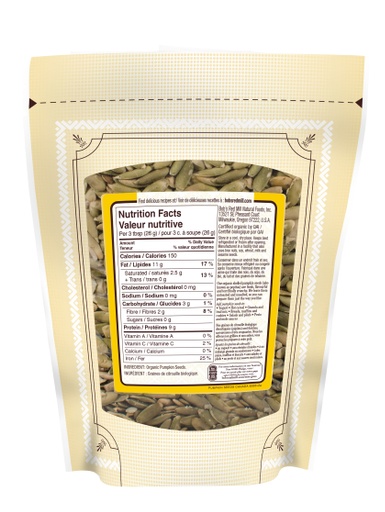 Pumpkin Seeds Organic - 340g - back - SUP - canadian