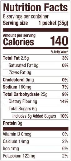 Apple & Cinnamon Oatmeal Packet - Nutrition Panel