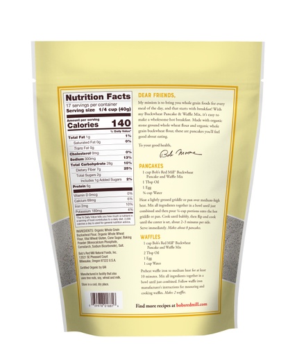 Organic Buckwheat Pancake Mix- back