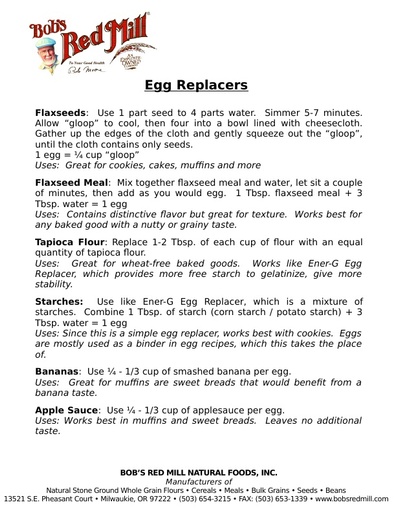 Egg Replacer Info Sheet