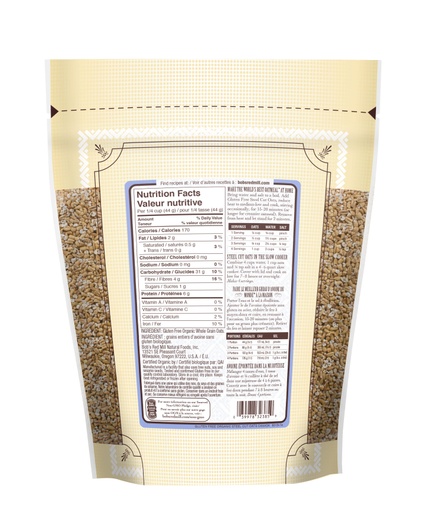 GF Organic Steel Cut Oats- Canadian 680g back