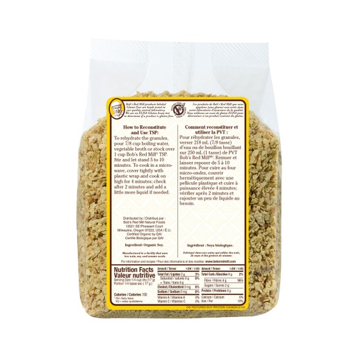 Organic Textured soy protein - 368g - canadian - back