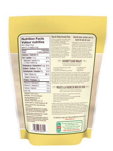 Coconut flour Organic - SUP - 453g - back - canadian