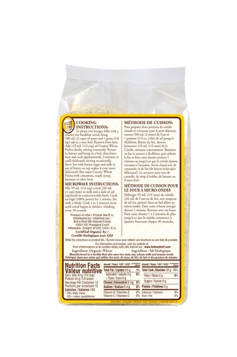 Og creamy wheat farina - canadian - 680g - back