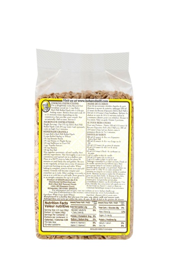 Rolled spelt flakes cereal - 453g - canadian - back