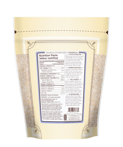 Gluten Free Oat Bran- Canadian- back 454g