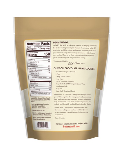 Organic Kamut Flour- back