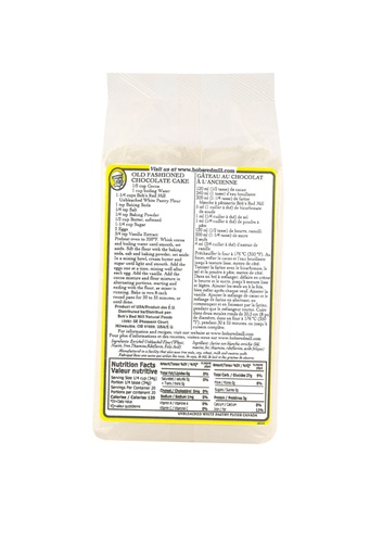 Unbleached white pastry flour - 680g - canadian - back