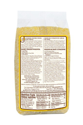 Og corn grits/polenta - canadian - 680g - back