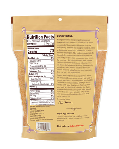 Organic Golden Flaxseed Meal - back 16 oz