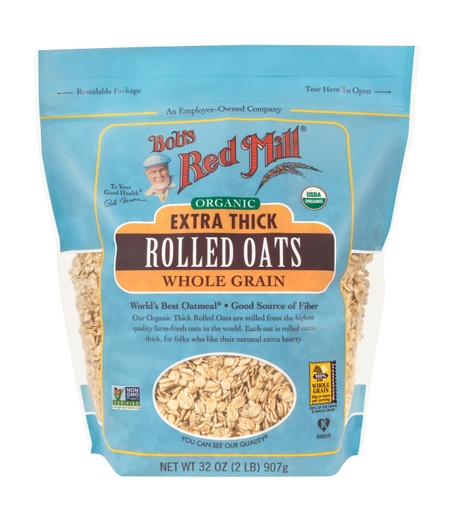 Organic Thick Rolled Oats- front 32 oz