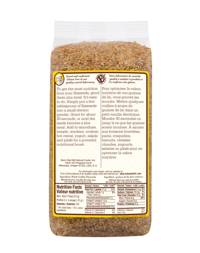Golden flaxseed - 680g - canadian - back