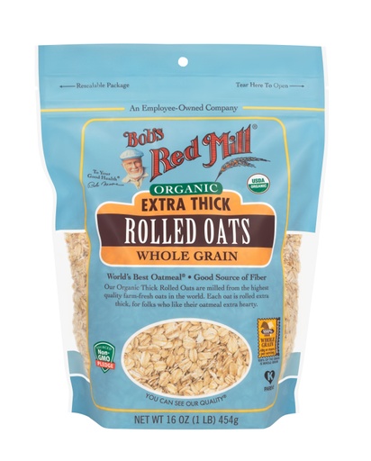 Organic Thick Rolled Oats- front 16 oz