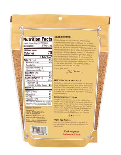 Flaxseed Meal Brown 16oz - Back
