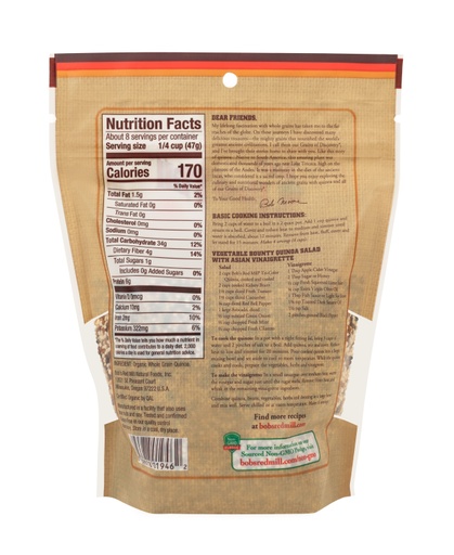 Organic Tricolor Quinoa- back 13 oz