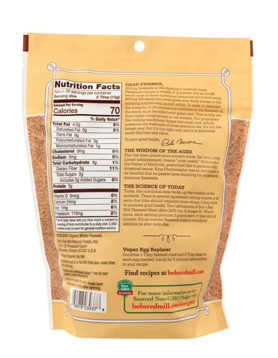 Organic Flaxseed Meal- back 16 oz